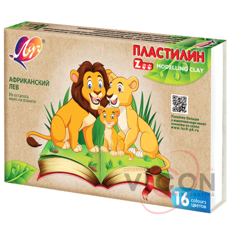 Пластилин ZOO 16 цветов, 29C 1723-08, ЛУЧ