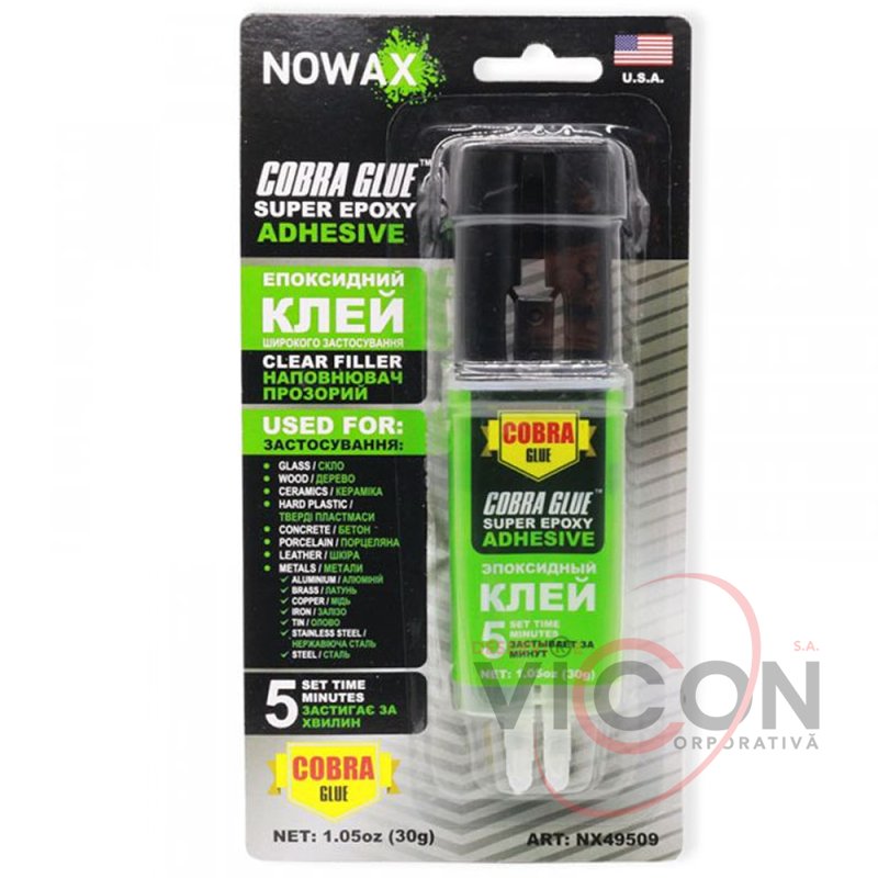 Эпоксидный клей шприц 30gr. NOWAX (прозрачный для пластика)