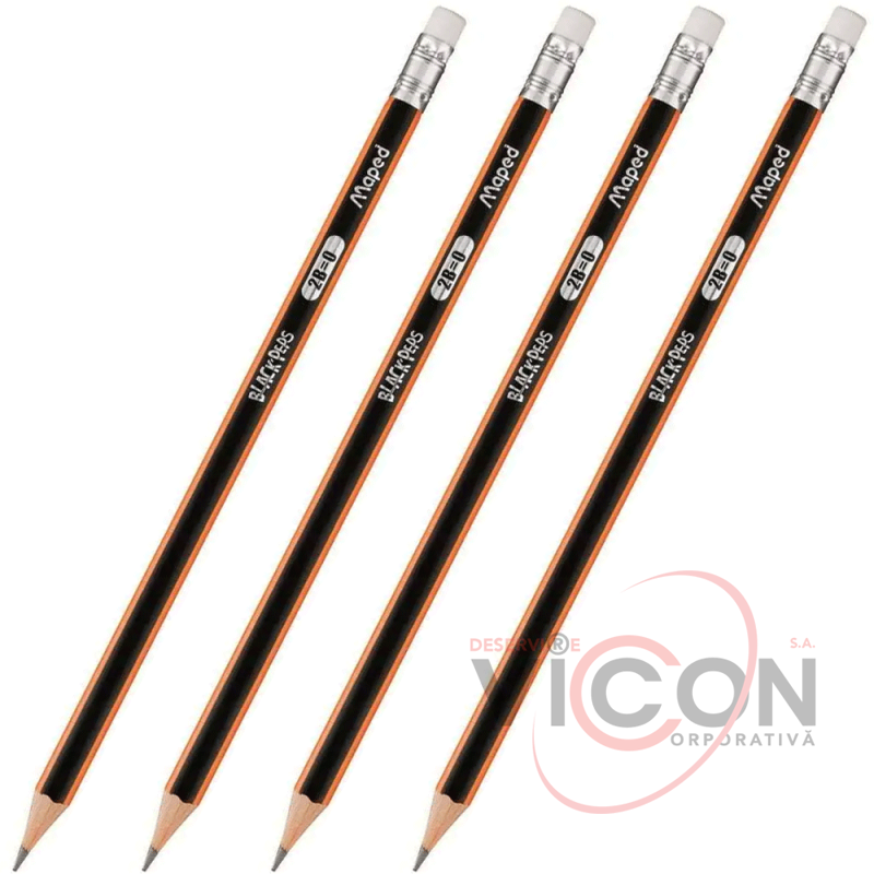 Карандаш графитный 2B, MAPED BLACK PEPS, с ластиком