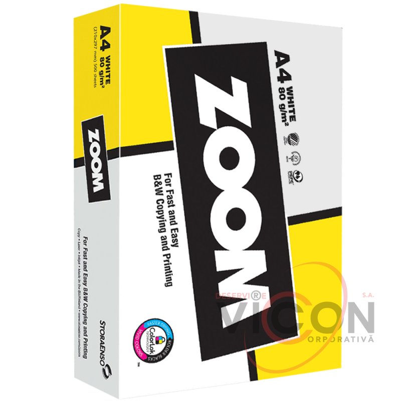 Бумага для принтера А4, ZOOM, 500 листов, 80 г/м2, Класс С+