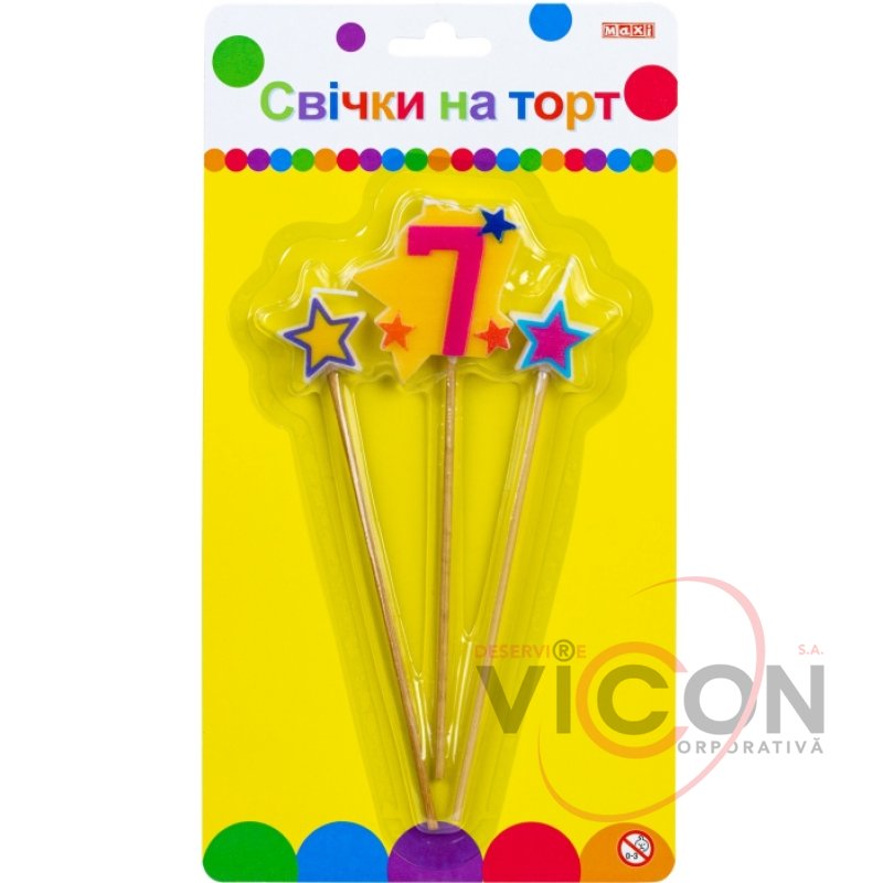 Свечка-Цифра 7 MAXI Звезда (3шт) 4,5см