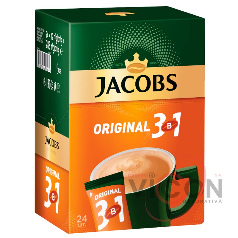 КОФЕ РАСТВОРИМЫЙ 3 в 1 JACOBS ORIGINAL, 24 шт x 12 г.