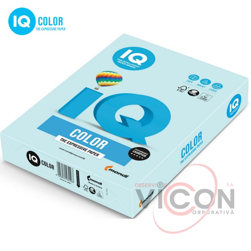 Бумага цветная IQ Color А4, 160 г/м2, BL29, светло-голубой, 250 листов