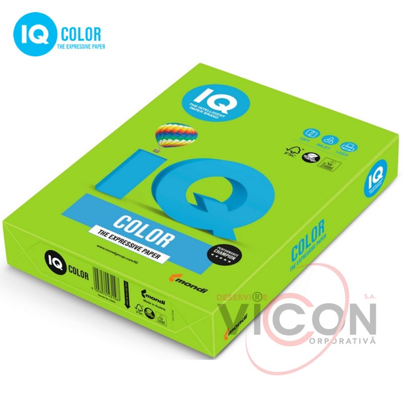 Бумага цветная IQ Color А4, 160г/м2, MA42, ярко-зеленый, 250 листов